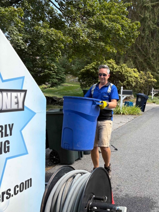 Practicing the garbage can cleaning process